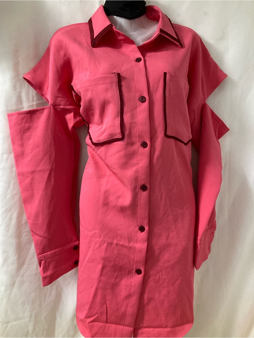 LaRose Pink Cutout Sleeve Trench Coat NWT Size 44 XL Y2K